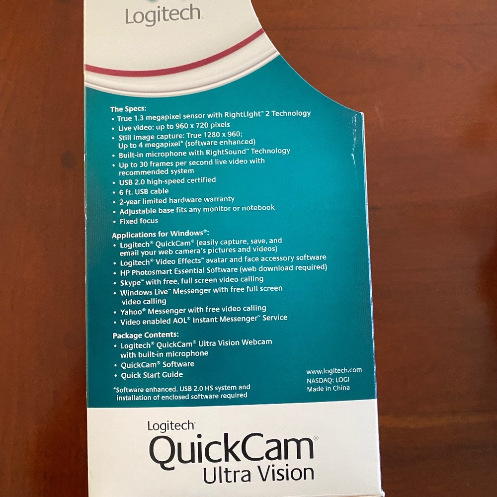Logitech QuickCam Ultra Vision Web Camera - Picture 3 of 5